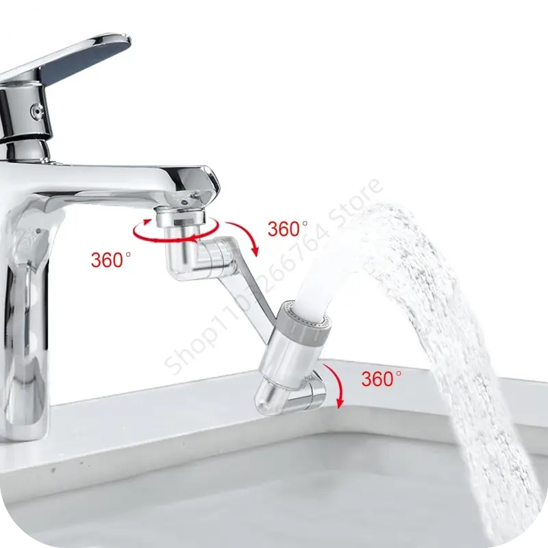 1080° Rotation Kitchen Tap Universal Washbasin Faucet Extender Aerator Bubbler Nozzle Bathroom 2 Spray Modes Tap Extend Adapter