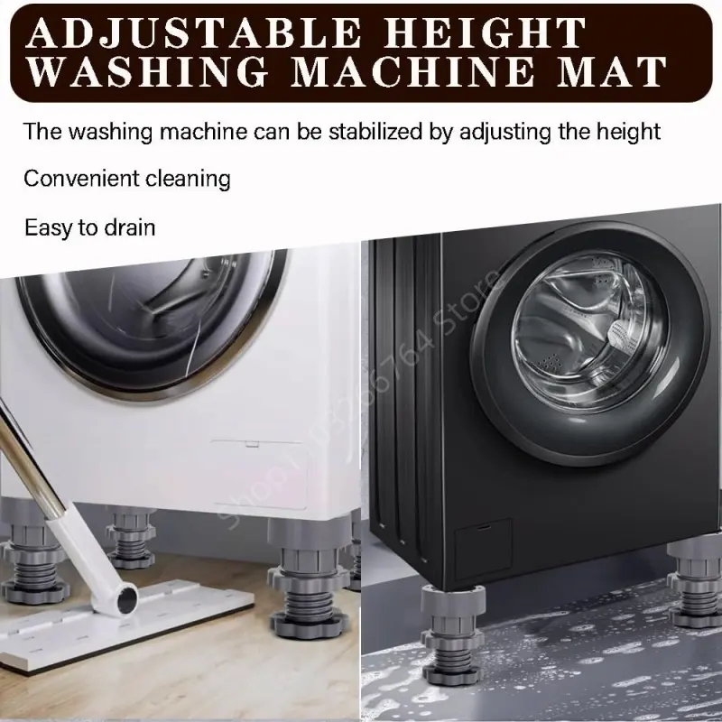 4Pcs Universal Adjustable Height Washing Machine Foot Pads Anti Vibration Refrigerator Base Fixed Non-Slip Pads Support Stands