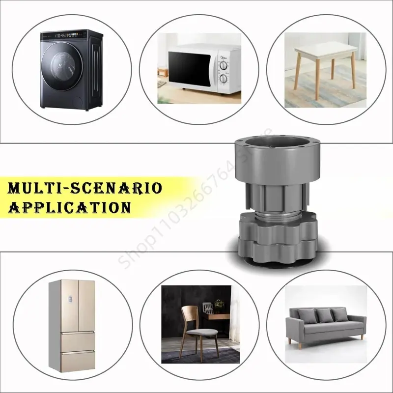 4Pcs Universal Adjustable Height Washing Machine Foot Pads Anti Vibration Refrigerator Base Fixed Non-Slip Pads Support Stands