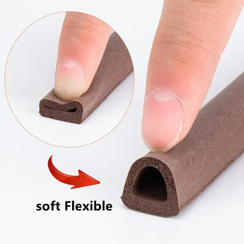 5-10 Meters Door Window Sealing Strip Self Adhesive Dustproof Soundproof Foam Seal Tape Weatherstrip Anti-Collision Rubber Seal