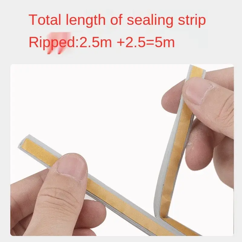 5-10 Meters Door Window Sealing Strip Self Adhesive Dustproof Soundproof Foam Seal Tape Weatherstrip Anti-Collision Rubber Seal