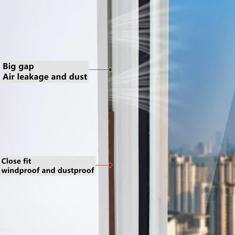5-10 Meters Door Window Sealing Strip Self Adhesive Dustproof Soundproof Foam Seal Tape Weatherstrip Anti-Collision Rubber Seal