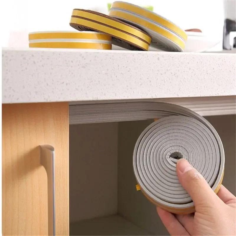 5-10 Meters Door Window Sealing Strip Self Adhesive Dustproof Soundproof Foam Seal Tape Weatherstrip Anti-Collision Rubber Seal
