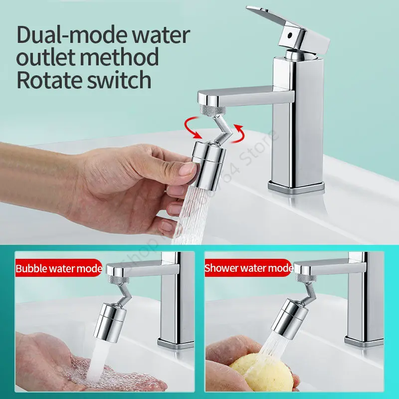 720°Universal Faucet Kitchen Bathroom Pressurized Extension Foaming Faucet Dishwashing Wash Face Rinsing Splash Proof Head