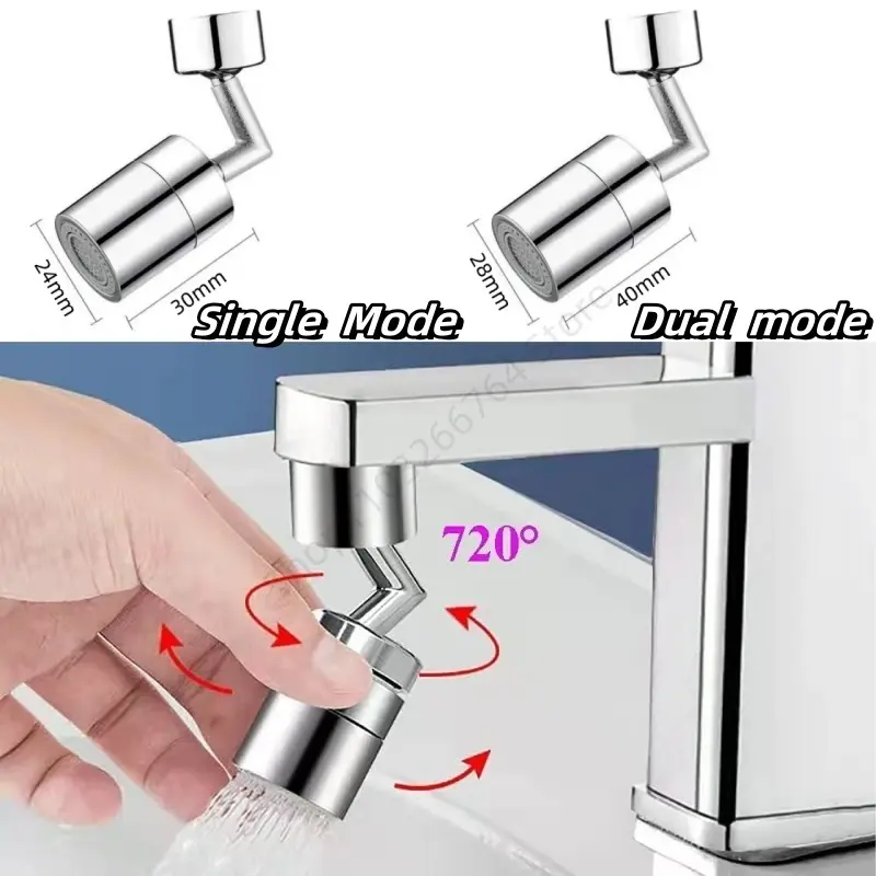 720°Universal Faucet Kitchen Bathroom Pressurized Extension Foaming Faucet Dishwashing Wash Face Rinsing Splash Proof Head