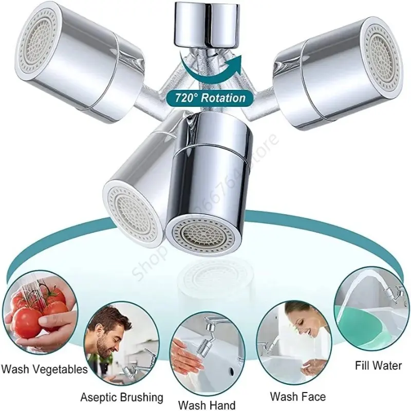 720°Universal Faucet Kitchen Bathroom Pressurized Extension Foaming Faucet Dishwashing Wash Face Rinsing Splash Proof Head