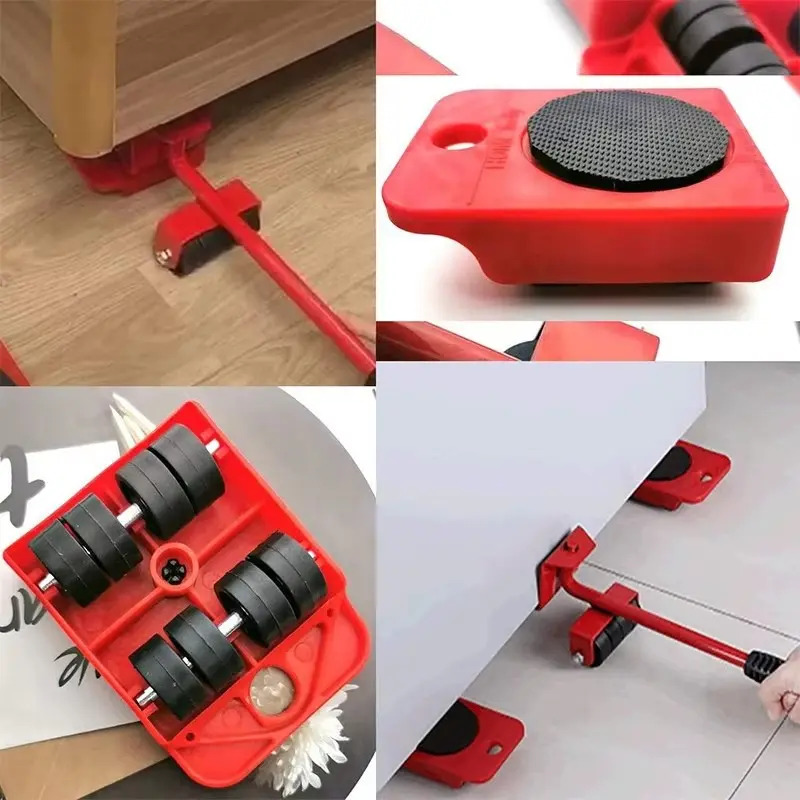 New Heavy Duty Furniture Lifter Transport Mover Lifter Slides Wheel Easy Furniture Mover Tool Set Wheel Roller Bar Hand Tools