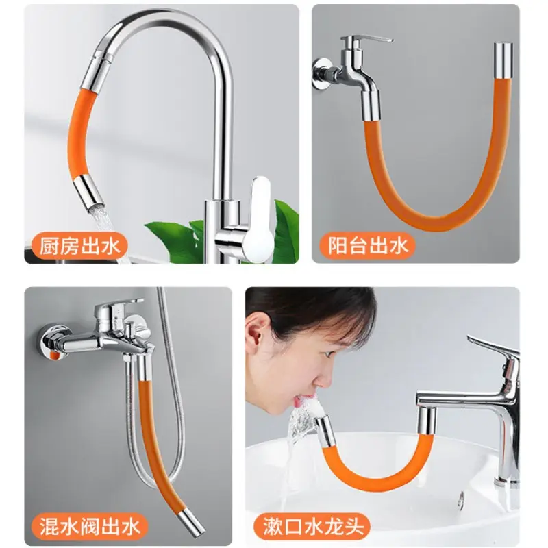 360° Rotation 1/2'' Faucet Extender Bathroom Adjust Free Bending Splashproof Universal Extension Tube Adapter Accessories Nozzle