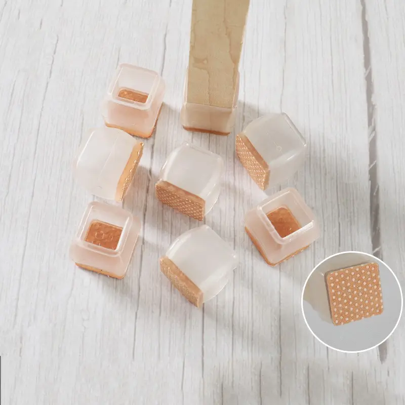 8Pcs Silicone Chair Legs Non-Slip Pads Quadrate Furniture Chair Leveling Feet Mat Floor From Scratches Protectors Mat Home Decor