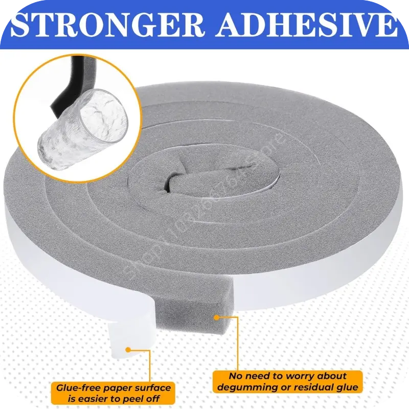 4M Foam Door Window Sealing Strips Self-Adhesive Windproof Sound-Proof Door Weather Stripping Dustproof Self-adhesive Tape