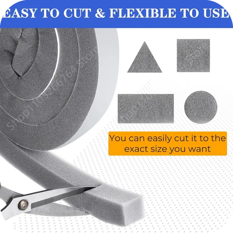 4M Foam Door Window Sealing Strips Self-Adhesive Windproof Sound-Proof Door Weather Stripping Dustproof Self-adhesive Tape