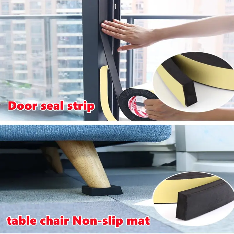 Single-sided foam sponge rubber strip tape Strong adhesive Anti-collision Waterproof Window Door Seal Strip Weather Stripping