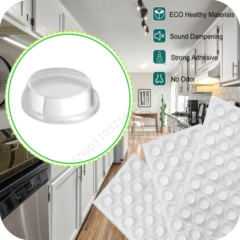 100Pcs Strong Self-Adhesive Clear Door Stopper Rubber Damper Buffer Cabinet Bumpers Furniture Dots Cushion Protective Pads