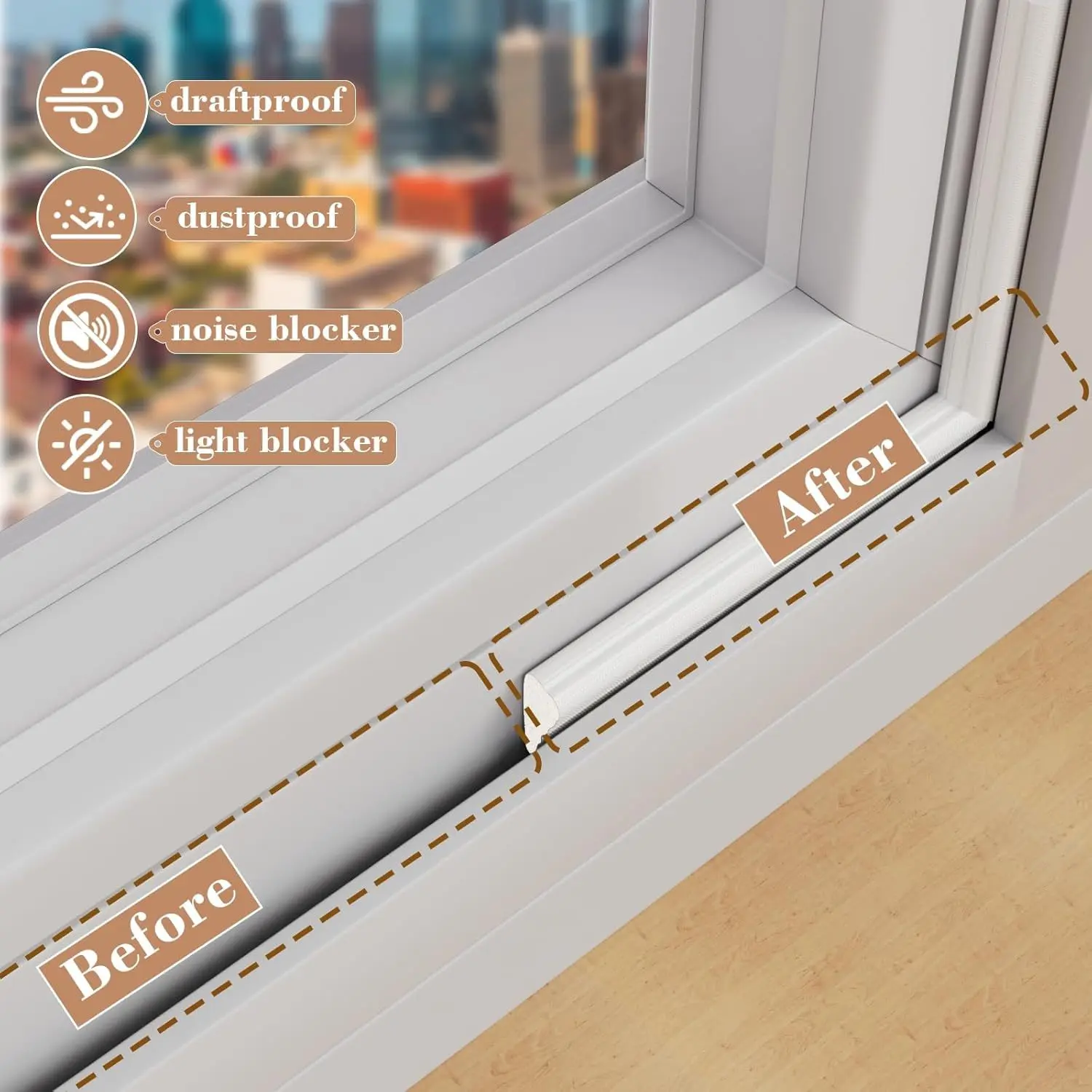 3/5M  Acoustic Insulation Foam Window Weather Seal Strip for Sliding Door Windows Windproof Soundproof Cotton Seal Gap Filler