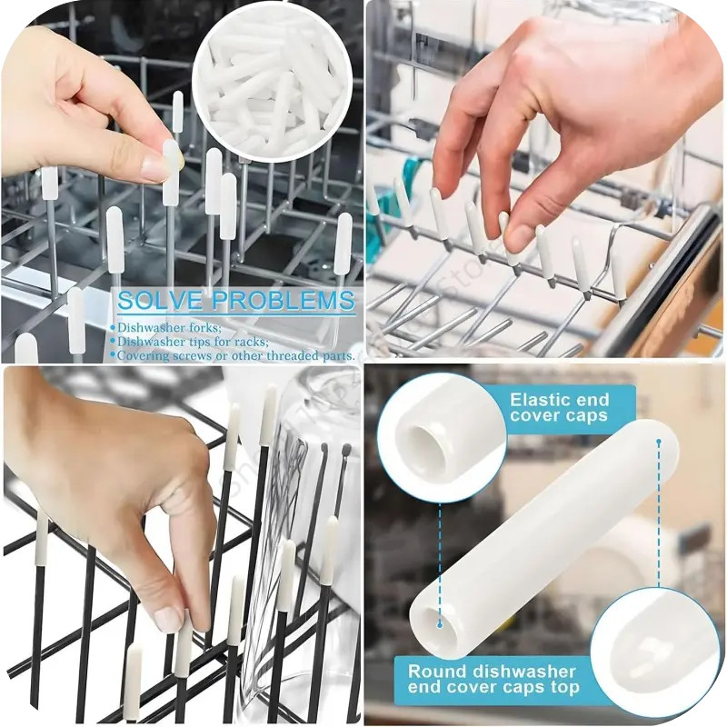 100Pcs Dishwasher Rack Caps Tip Tine Cover Cap Flexible Round End Caps Protective Sleeves for Sharp Article To Prevent Collision