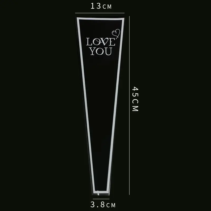 50pcspcs LOVE Transparent Rose Packaging Bags Flower Bouquet Plastic Bag Bouquet Wrapping Paper One Straight Bag Flower Packagin