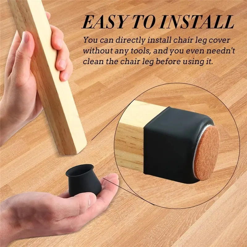 Silicone Chair Leg Protectors with Felt for Hardwood Floors Elastic Leg Cover Pad for Protecting Floors From Scratches and Noise