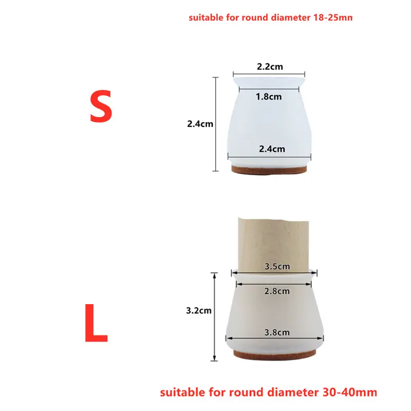 Silicone Chair Leg Protectors with Felt for Hardwood Floors Elastic Leg Cover Pad for Protecting Floors From Scratches and Noise