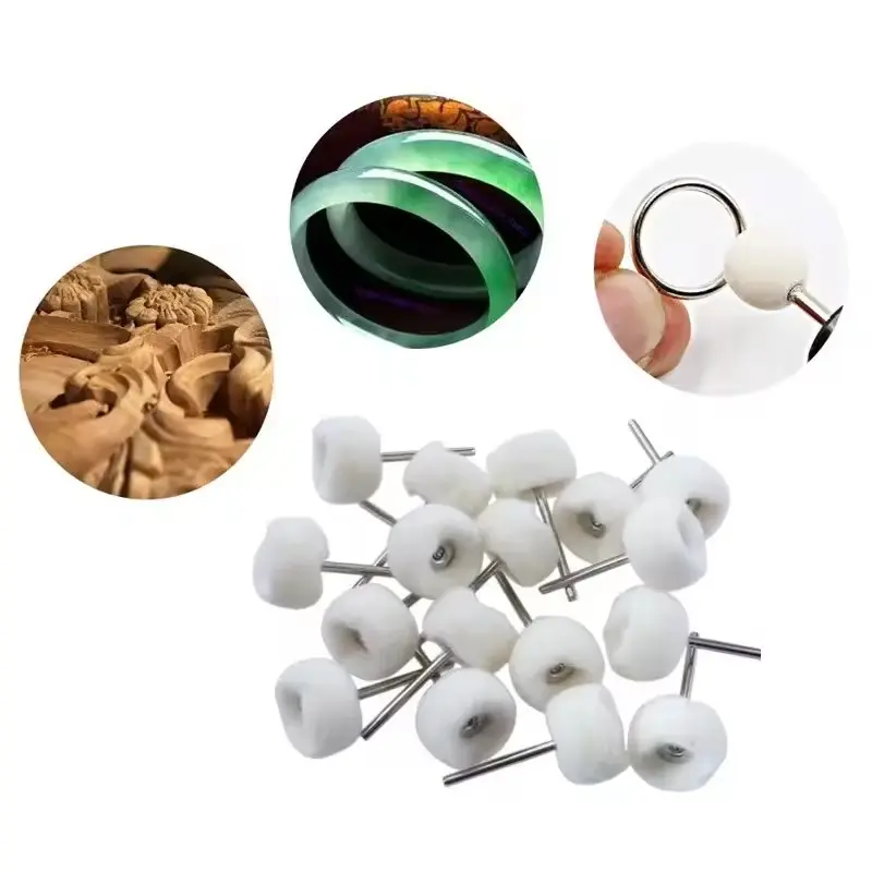 5-20Pcs Wool Wheel Polishing Head with 3mm Shank for Buffing Polishing Jewelry Metals Mini Polishing Tool Accessories