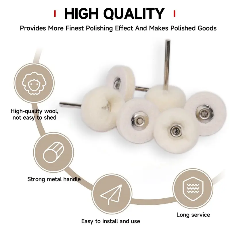 5-20Pcs Wool Wheel Polishing Head with 3mm Shank for Buffing Polishing Jewelry Metals Mini Polishing Tool Accessories