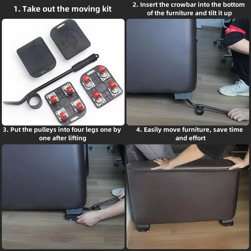 New 5Pcs Heavy Duty Furniture Lifter Furniture Moving Transport Roller Set Lifter Transport Tool Furniture Mover Roller Wheel