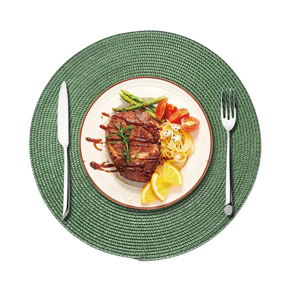 Round 38cm Home Placemat Insulation PP Dining Table Mat Biodegradable Woven Dining Mat for Kitchen Xmas Dining Table Party Decor