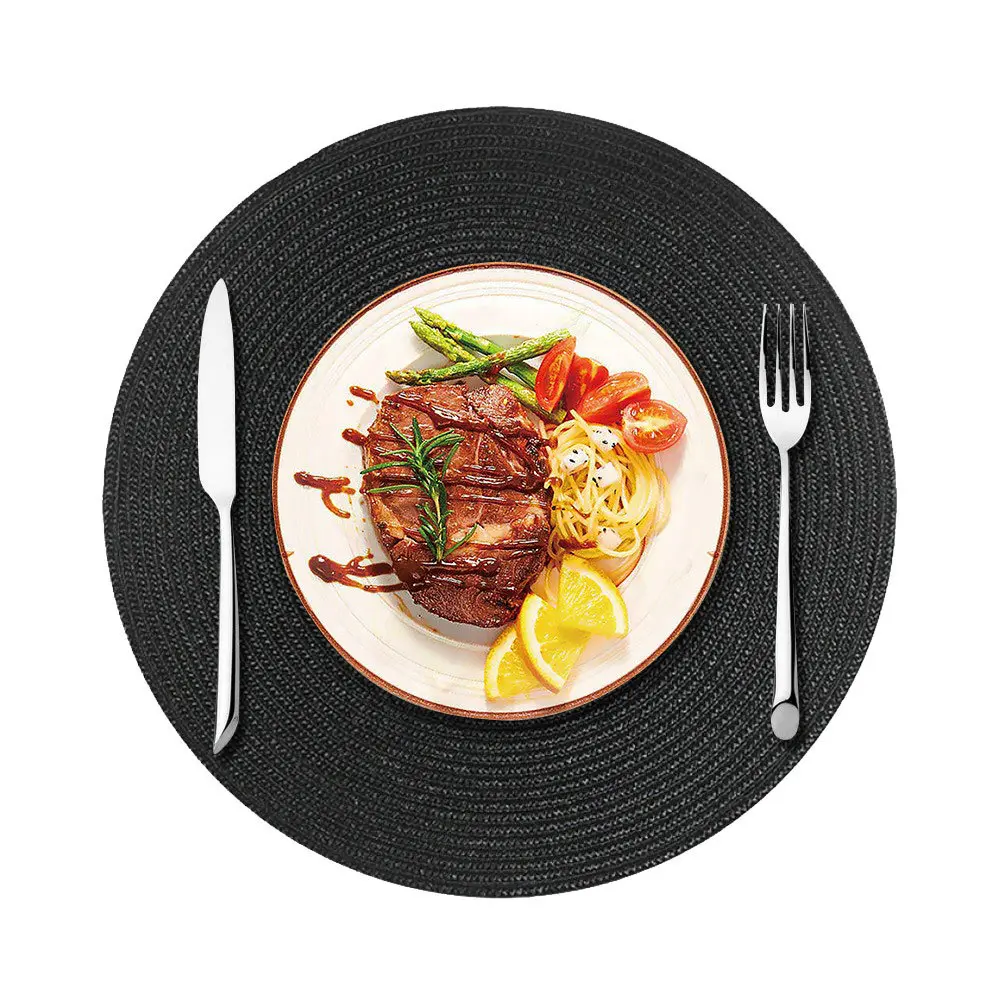 Round 38cm Home Placemat Insulation PP Dining Table Mat Biodegradable Woven Dining Mat for Kitchen Xmas Dining Table Party Decor