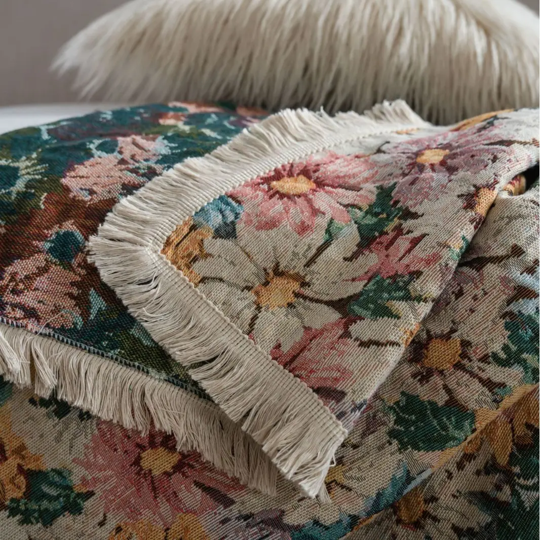 Multifunction Soft Sofa Towel Anti Cat Scratch Jacquard Thick Colored Flower Thick Sofa Cover for Living Room Sofa Blanket