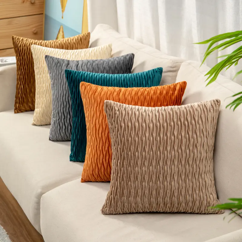 Solid Color Dutch Velvet Pleated Pillowcase Home Decor Throw Pillow Case Cover Sofa Bedroom Living Room Decorative Pillow Case