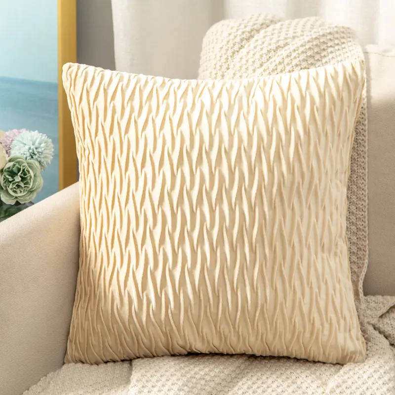 Solid Color Dutch Velvet Pleated Pillowcase Home Decor Throw Pillow Case Cover Sofa Bedroom Living Room Decorative Pillow Case