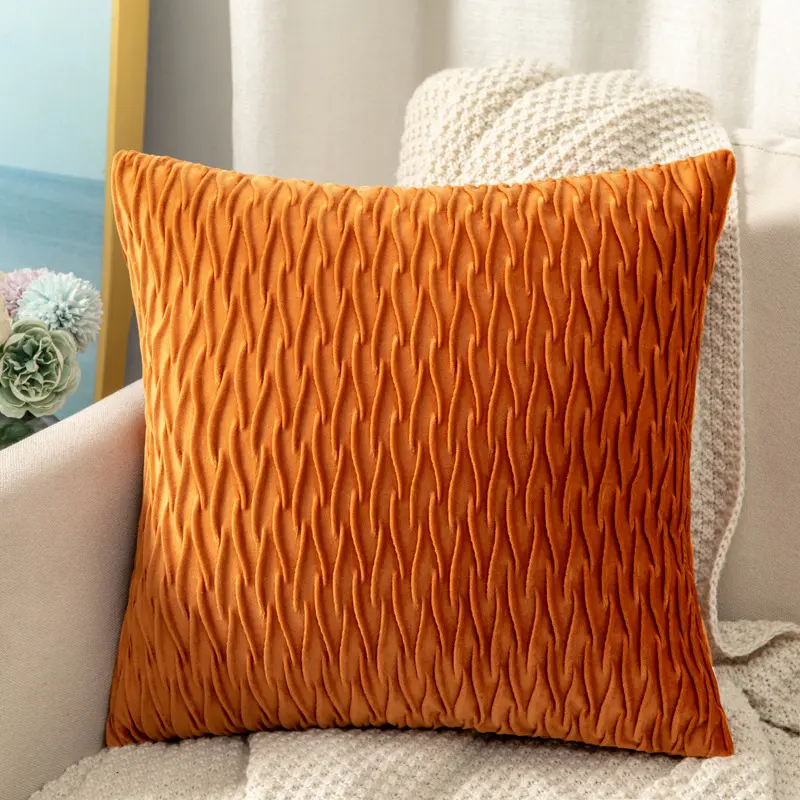 Solid Color Dutch Velvet Pleated Pillowcase Home Decor Throw Pillow Case Cover Sofa Bedroom Living Room Decorative Pillow Case