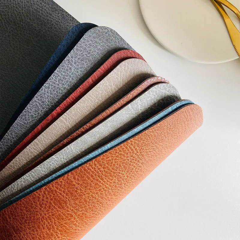 Double Sided Two-color Leather Dining Placemat Imitation Cowhide Thermal Insulation Waterproof Oil Hotel Restaurant Table Mat