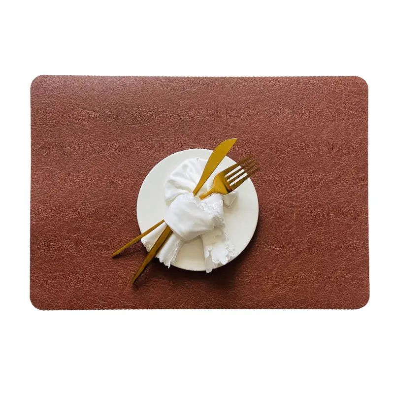 Double Sided Two-color Leather Dining Placemat Imitation Cowhide Thermal Insulation Waterproof Oil Hotel Restaurant Table Mat