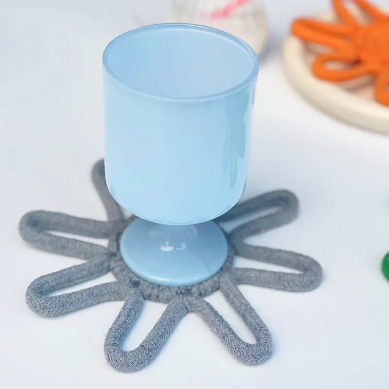 Sunflower Cotton Rope Coffee Cup Coaster Semi Handmade Heat Insulation Table Mat Cotton Pot Mat Flower Shaped Cup Coaster