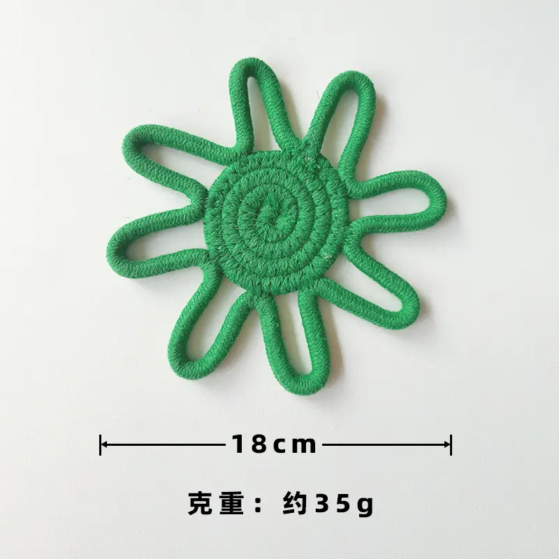 Sunflower Cotton Rope Coffee Cup Coaster Semi Handmade Heat Insulation Table Mat Cotton Pot Mat Flower Shaped Cup Coaster