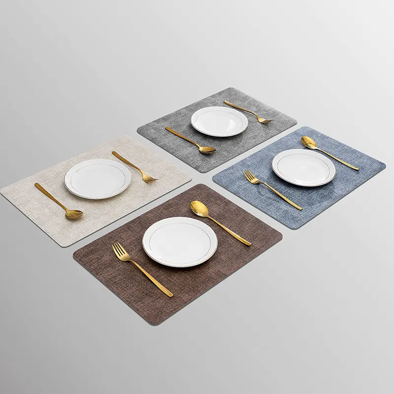 Leather Washable Placemats for Dining Cloth Pattern Table Mat Oil-Proof Waterproof Non-slip Heat-Resistant Tableware Place Mat