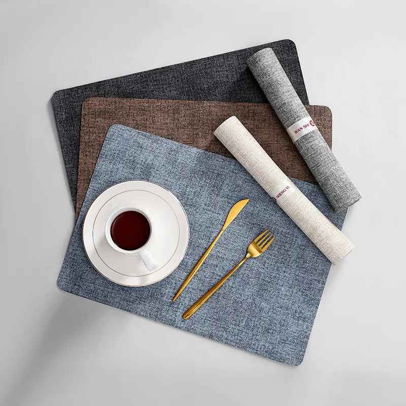 Leather Washable Placemats for Dining Cloth Pattern Table Mat Oil-Proof Waterproof Non-slip Heat-Resistant Tableware Place Mat