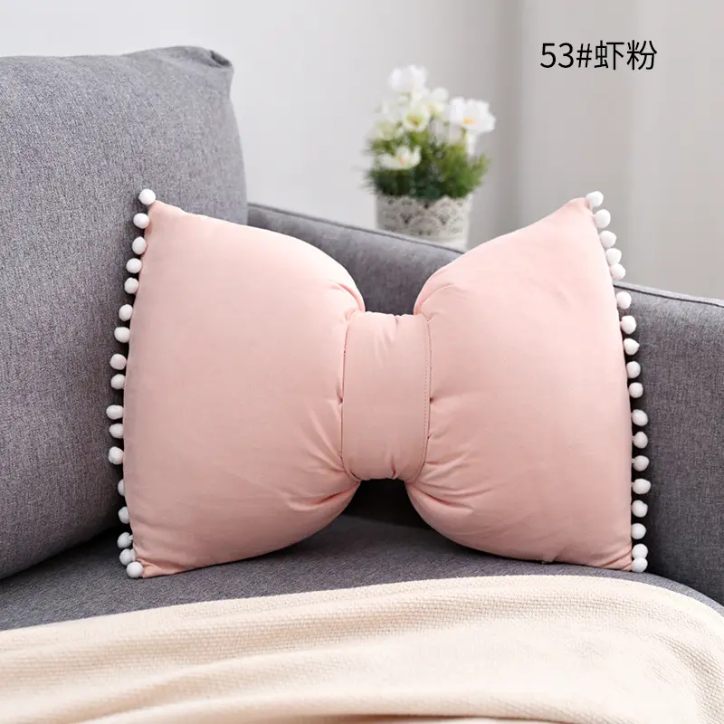 Solid Color Cute Princess Cushion Cover Candy Color Bow Pillow Case Bay Window Throw Pillowcase Living Room Sofa Home Decor