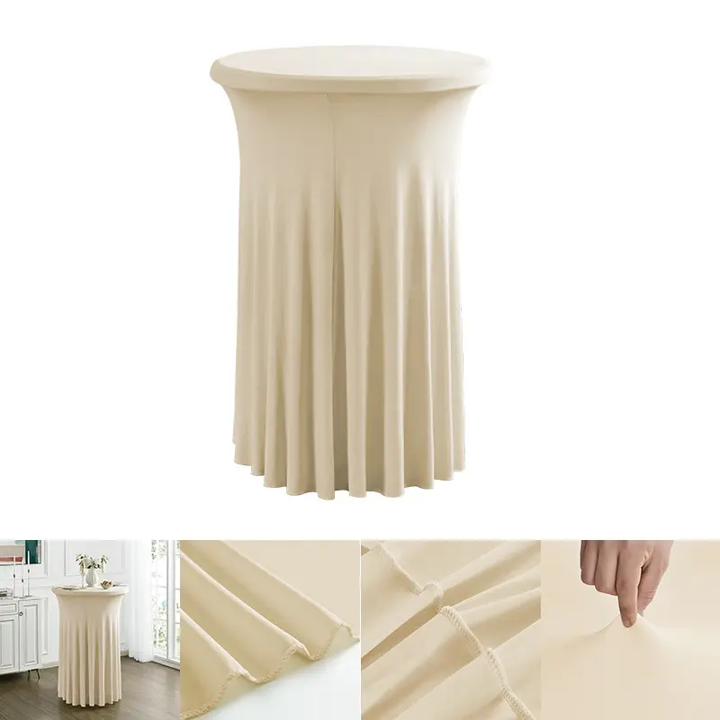 Height Stretch Round Tablecloth Commercial Conference Cocktail Bar Table Cover Hotel Wedding Party Skirt Elastic Table Cloth
