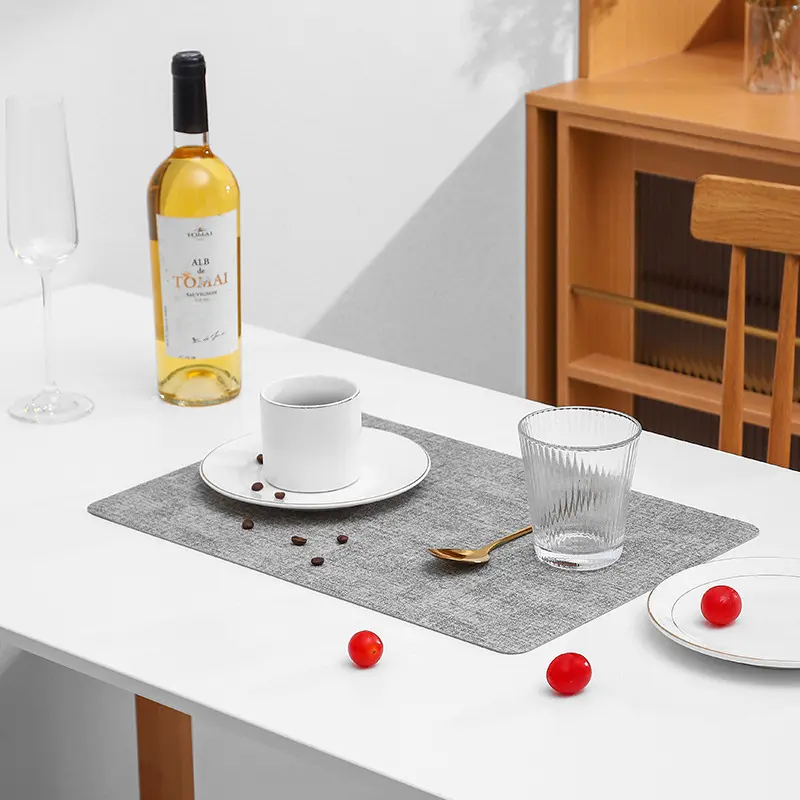 Leather Washable Placemats for Dining Cloth Pattern Table Mat Oil-Proof Waterproof Non-slip Heat-Resistant Tableware Place Mat
