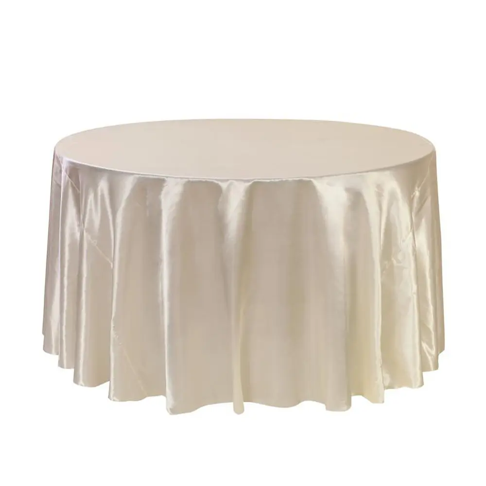 Round Satin Table Cloth Tablecloth Table Cover Overlay For Birthday Wedding Banquet Restaurant Festival Party Supply