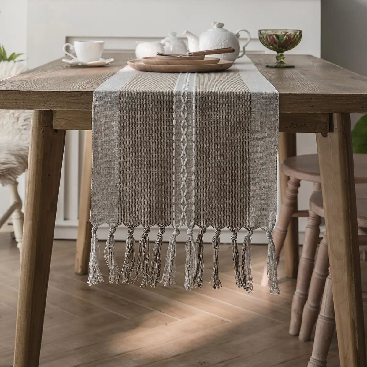 Nordic Jacquard Geometric Table Runner Wedding Party Decoration Dining Home Table Flag Cloth For Coffee Table Decor