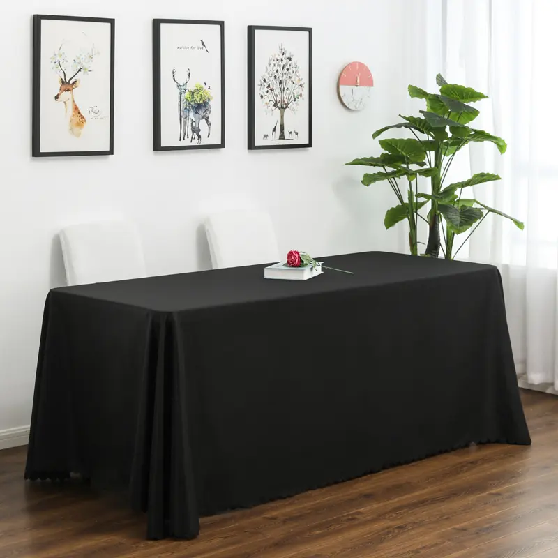 White Rectangle Polyester Tablecloth, Table Cloth Overlay for Birthday, Wedding, Banquet, Party Decoration, Dining Table Cover