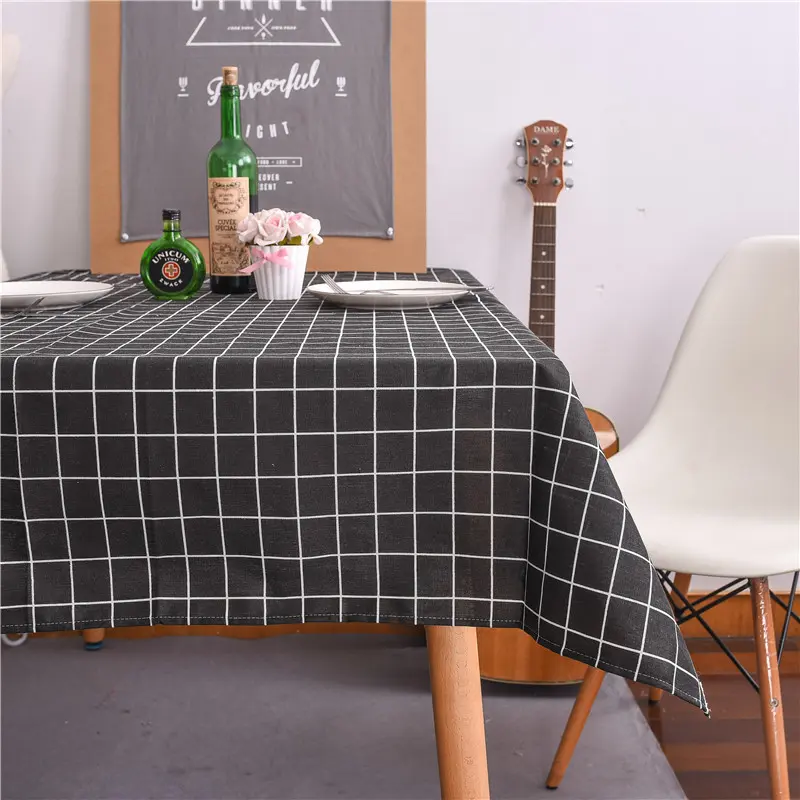 Table Cloth for Home Linen Cotton Plaid Stripe Dining Tablecloth Kitchen Decorative Rectangular Coffee Cuisine Party Table Cover
