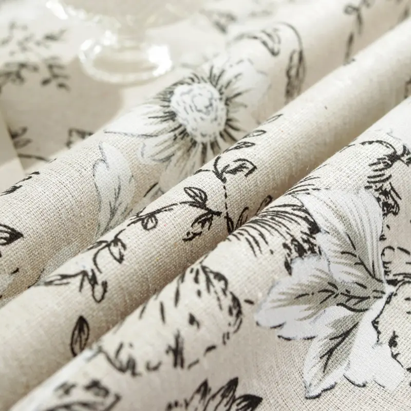 Floral Linen Cotton Tablecloth with Tassel Round Table Cover Dining Table Cover Tea Table Cloth Retro