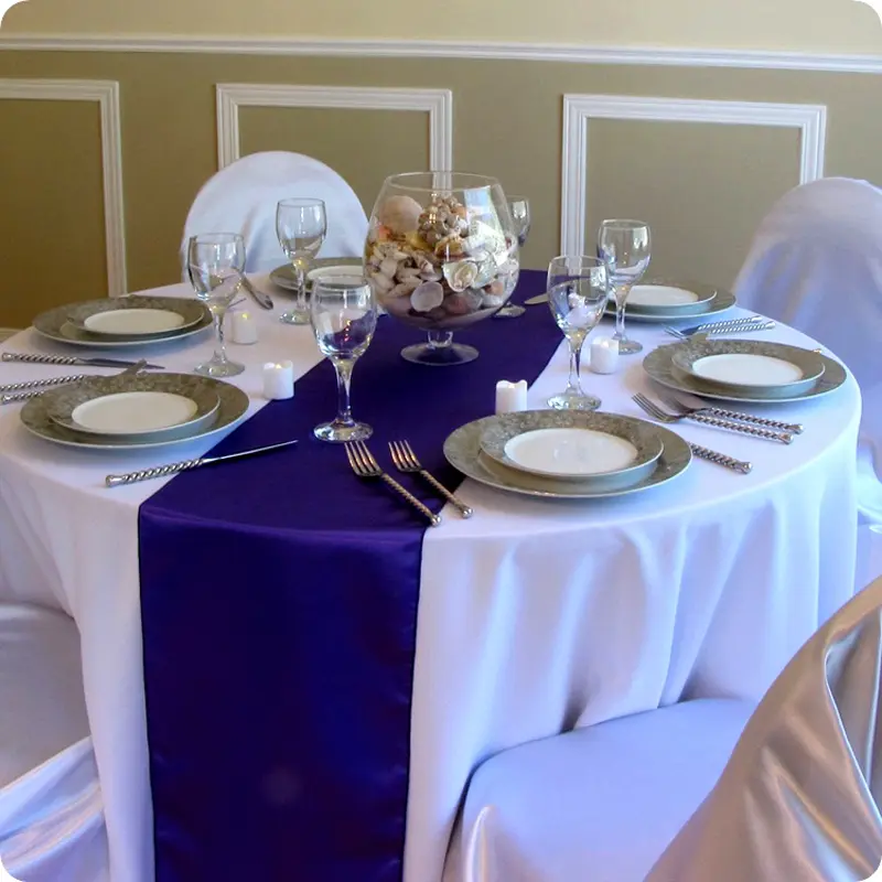 1PC Wedding Party Burgundy Satin Table Runner Modern Royal Blue For Round Dining Tables Decoration 30*275cm