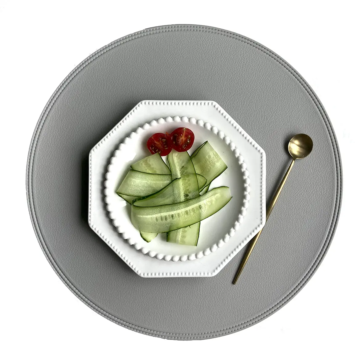 Imitation Leather Placemat Coaster Pads PVC Round Plate Mat Edge Pressing Table Placemats for Kitchen Dining Table Decoration