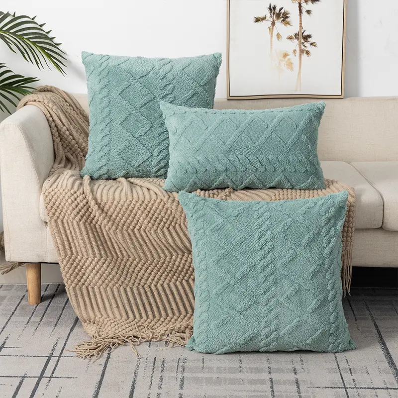 Snowflake Velvet Cushion Cover Decorative Diamond Grid Plush Pillowcase Single Sided Soft Pillow Cover For Living Room Bedroom