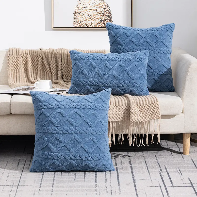 Snowflake Velvet Cushion Cover Decorative Diamond Grid Plush Pillowcase Single Sided Soft Pillow Cover For Living Room Bedroom