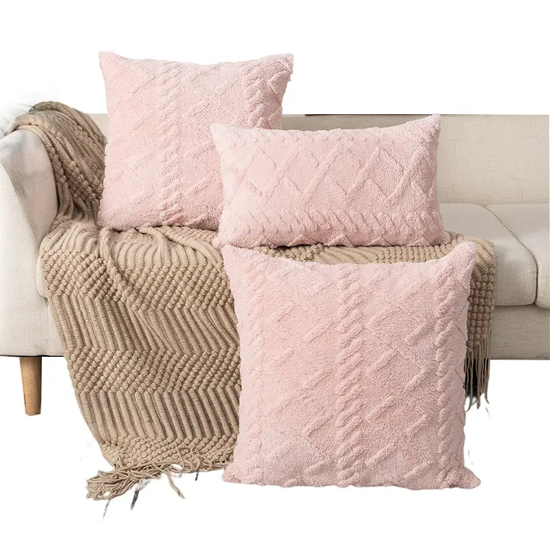 Snowflake Velvet Cushion Cover Decorative Diamond Grid Plush Pillowcase Single Sided Soft Pillow Cover For Living Room Bedroom